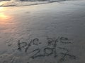 Bye bye year 2017 on the beach when sunset